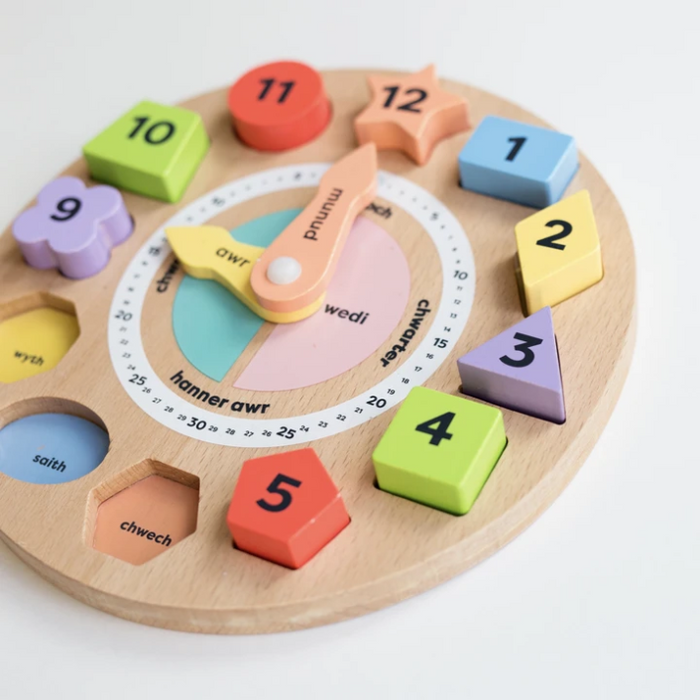 Welsh Wooden Teaching Clock