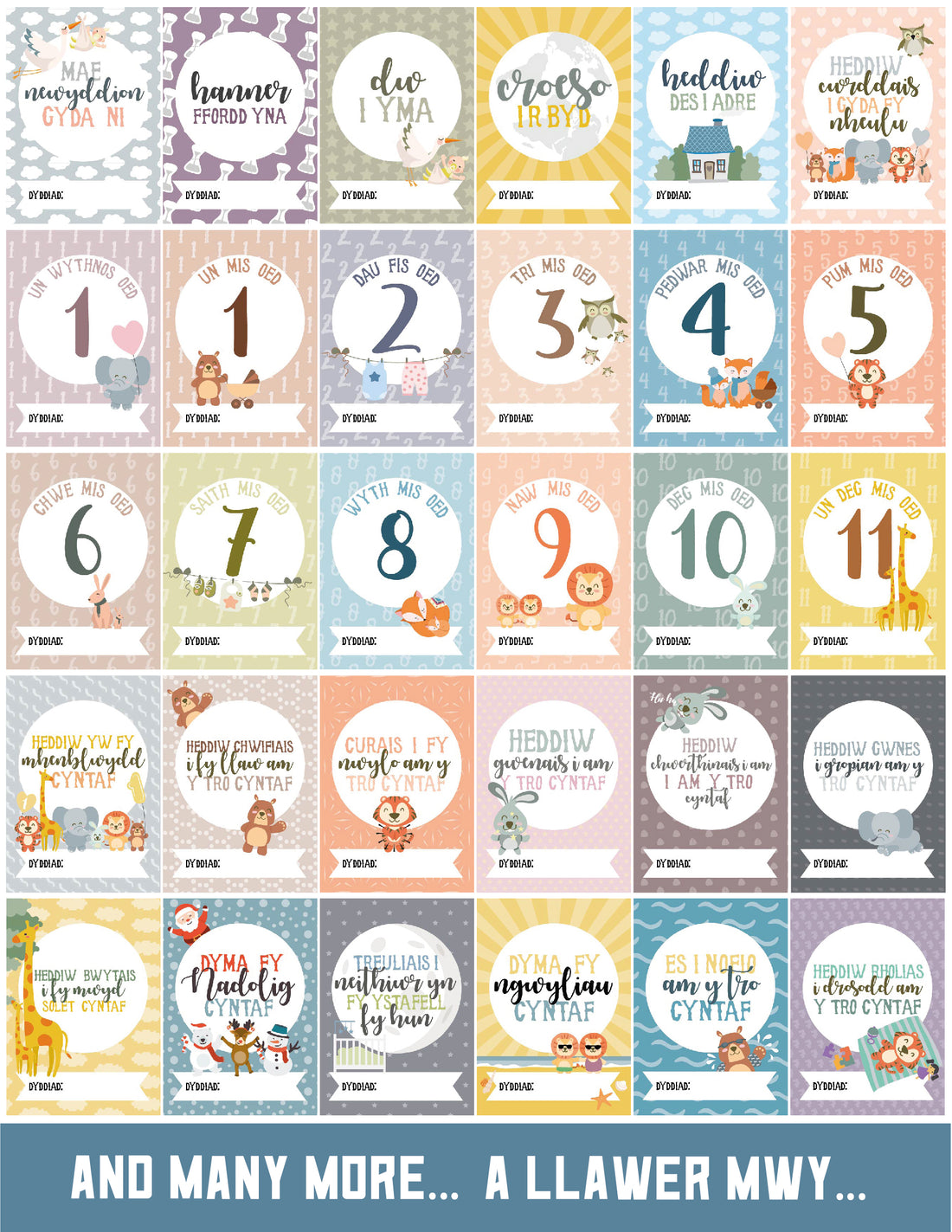 Welsh Baby Milestone Cards