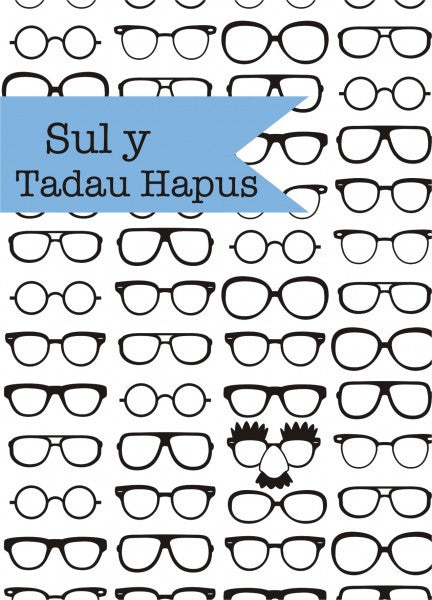 Welsh Father's day card 'Sul y Tadau Hapus' glasses