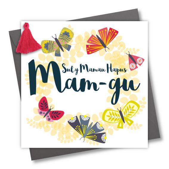 Mother's day card 'Sul y Mamau Hapus Mam-gu' - Happy Mother's Day Gran - Tassel