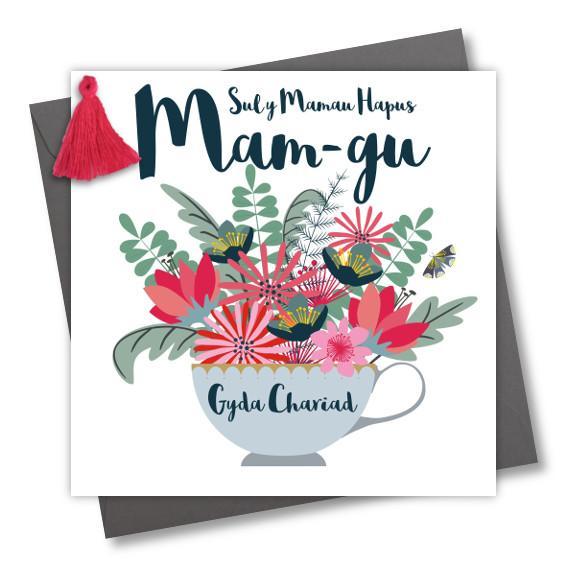 Mother's day card 'Sul y Mamau Hapus Mam-gu' - Happy Mother's Day Gran - Teacup