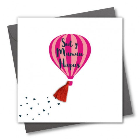 Mother's day card 'Sul y Mamau Hapus' - Balloon - Tassel