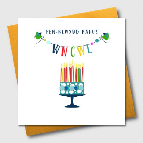 Birthday card - Pen-blwydd Hapus Wncwl - Uncle - Pompoms