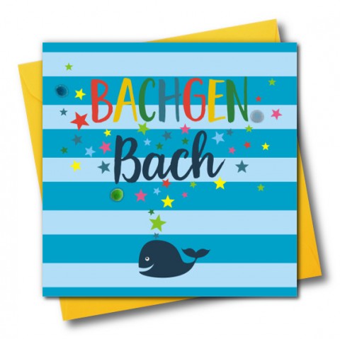 New baby card - Bachgen Bach - Whale - Pompoms