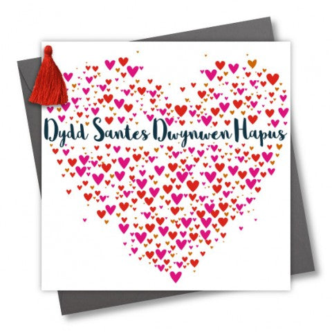 Love card 'Dydd Santes Dwynwen Hapus' - Happy St Dwynwen's Day - Tassel