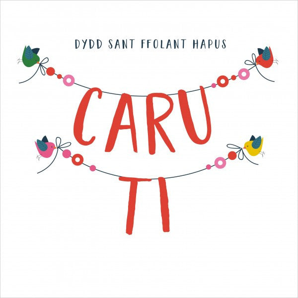 Love card - Dydd Sant Ffolant Hapus, Caru Ti - Pompoms