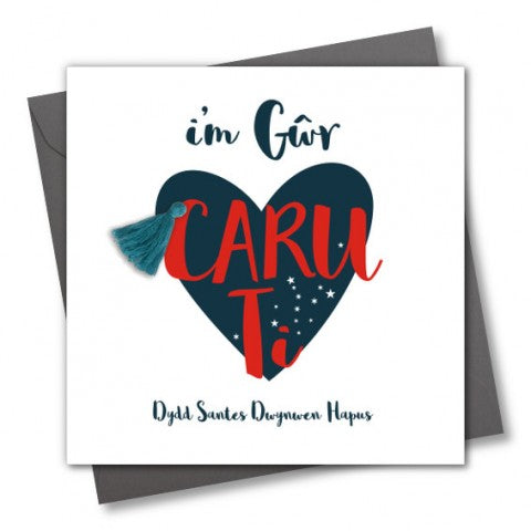 Love card 'I'm Gŵr, Caru Ti, Dydd Santes Dwynwen Hapus' - Husband - Tassel