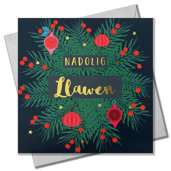Christmas card 'Nadolig Llawen' foil - garland