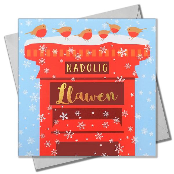 Christmas card 'Nadolig Llawen' foil - postbox