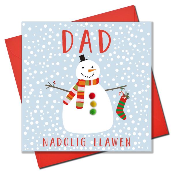 Christmas card 'Nadolig Llawen Dad' - Dad - Pompoms