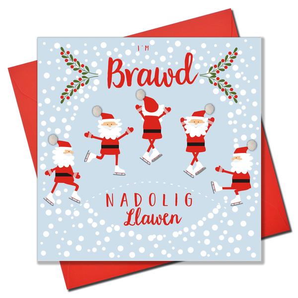 Christmas card 'Nadolig Llawen Brawd' - Brother - Pompoms