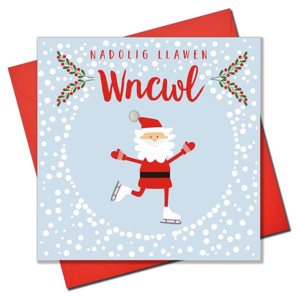 Christmas card 'Nadolig Llawen Wncwl' - Uncle - Pompoms