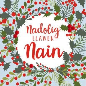 Christmas card 'Nadolig Llawen Nain' - Gran - Pompoms