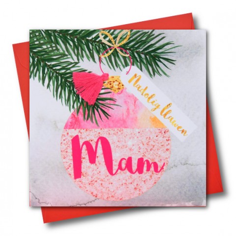 Christmas card 'Nadolig Llawen Mam' - Mum - Tassel