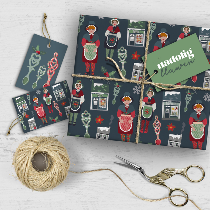 Christmas wrapping paper & tags - A Very Welsh Christmas