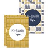 Birthday mini cards 'Pen-blwydd Hapus' pack of 4 - Welsh Tapestry - Mustard
