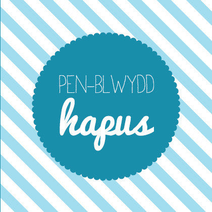 Birthday card 'Pen-blwydd Hapus' blue