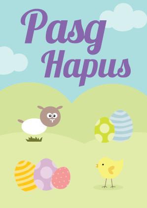 Easter card 'Pasg Hapus' sheep