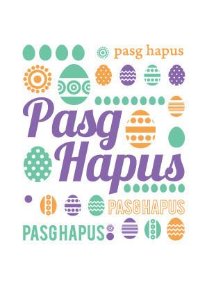 Easter card 'Pasg Hapus' eggs