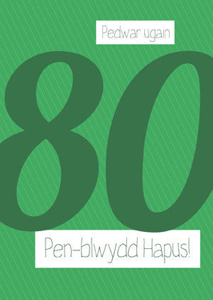 Birthday card 'Pen-blwydd Hapus 80'