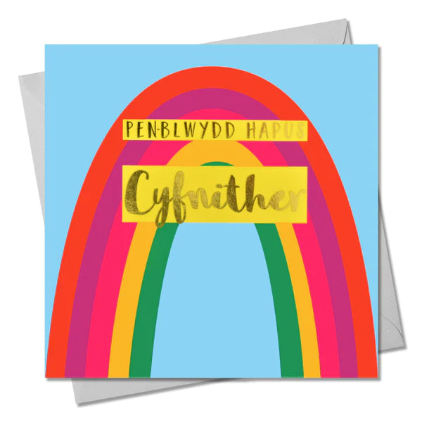 Welsh Birthday Card 'Penblwydd Hapus Cyfnither'Cousin foil