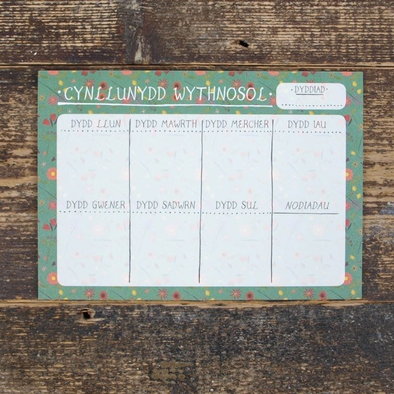 Cynllunydd Wythnosol weekly planner notepad - flowers