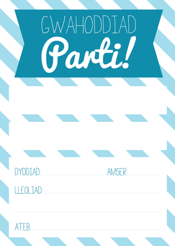 Welsh blue party invitations - set of 6