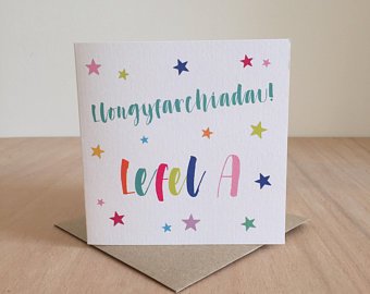 Congratulations card 'Llongyfarchiadau Lefel A' A Level
