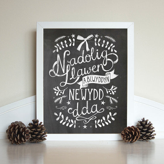 Nadolig Llawen a Blwyddyn Newydd Dda chalkboard print