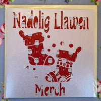 Christmas card 'Nadolig Llawen Merch' handmade papercut - daughter