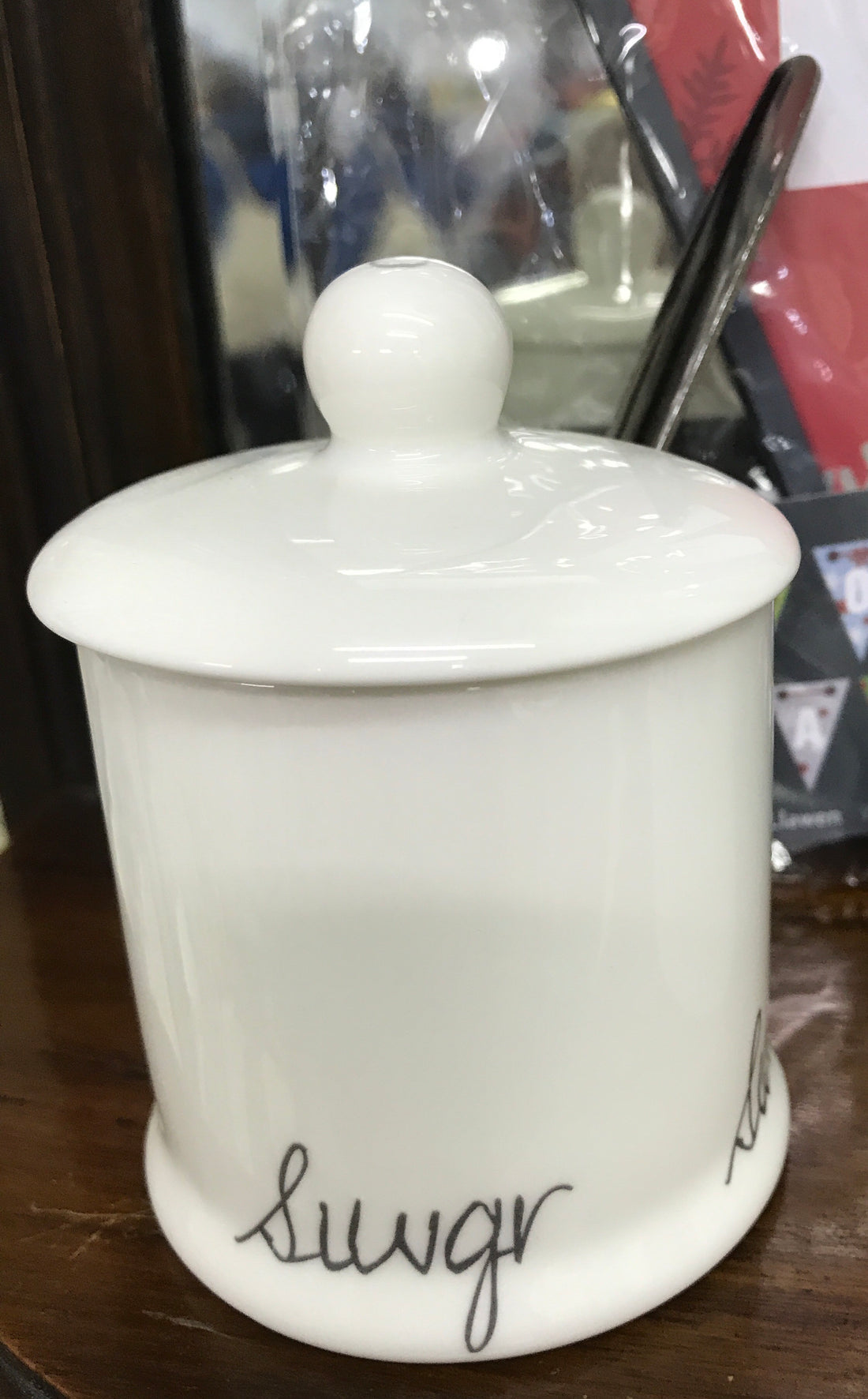 Sugar Pot - Siwgr - with spoon