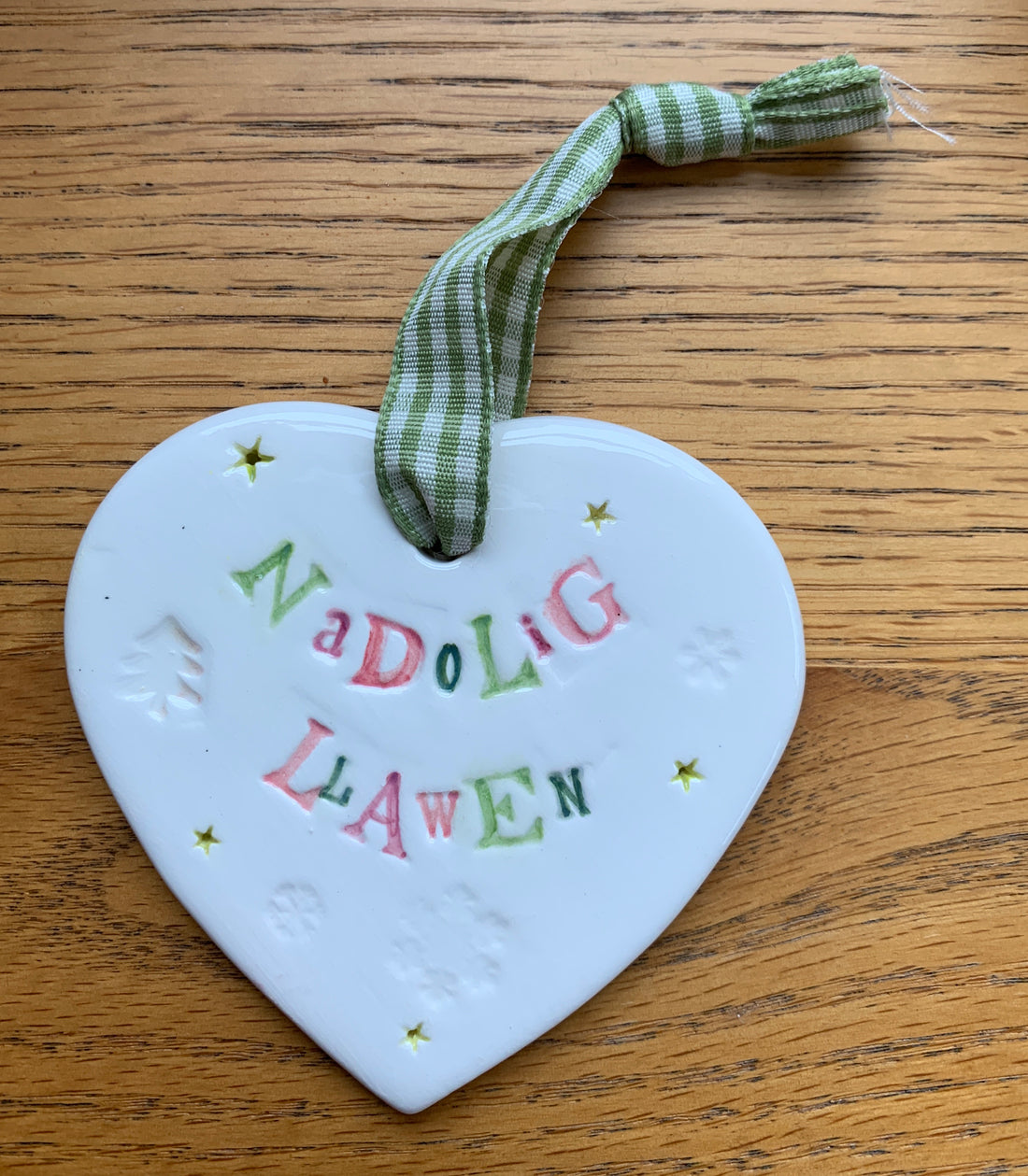 Hand-made Ceramic Heart - Nadolig Llawen