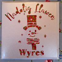 Christmas card 'Nadolig Llawen Wyres' handmade papercut - granddaughter