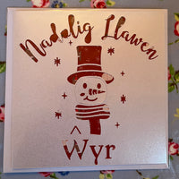 Christmas card 'Nadolig Llawen Å´yr' handmade papercut - grandson