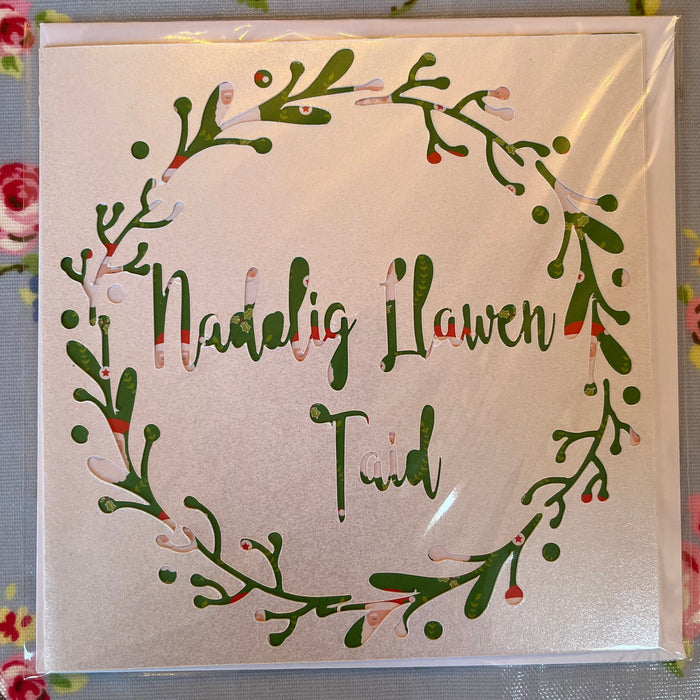 Christmas card 'Nadolig Llawen Taid' handmade papercut - grandad