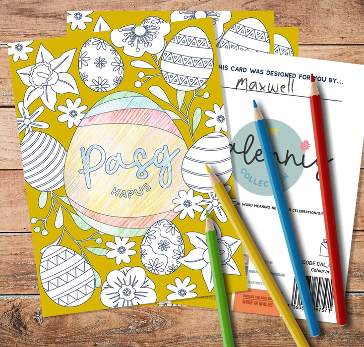 Easter cards 'Pasg hapus' colour your own - Pack of 3