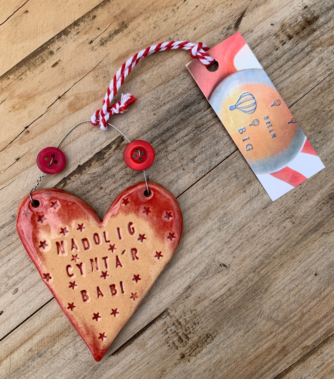 Ceramic Heart- Nadolig Cynta&
