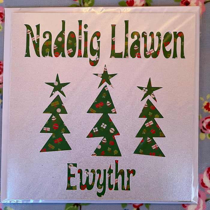 Christmas card 'Nadolig Llawen Ewythr' handmade papercut - uncle