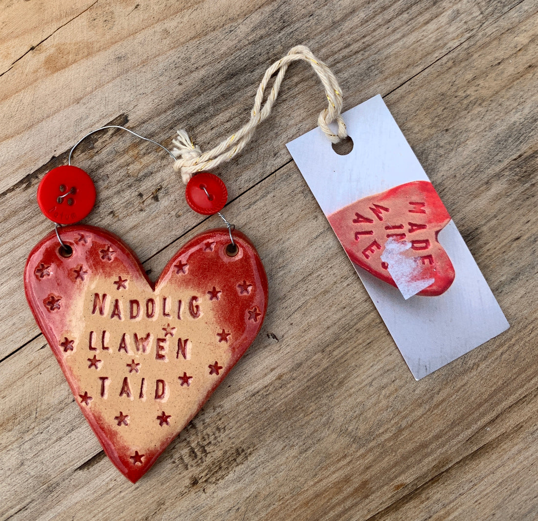 Nadolig Llawen Taid Handmade Ceramic Heart
