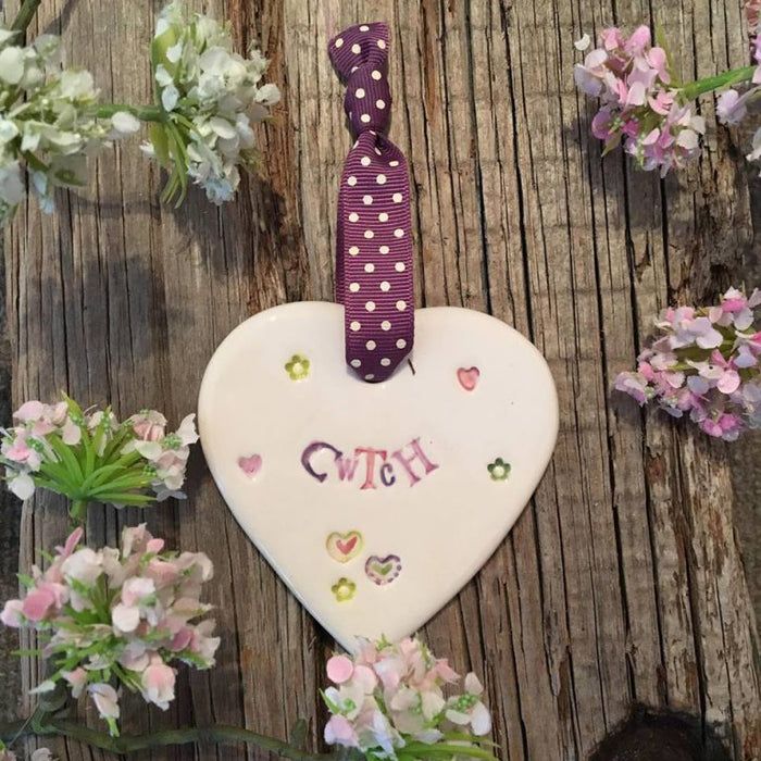 Hand-made Ceramic Heart - Cwtch