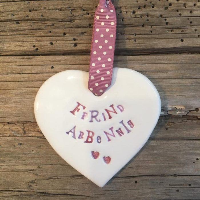 Hand-made Ceramic Heart - Ffrind Arbennig