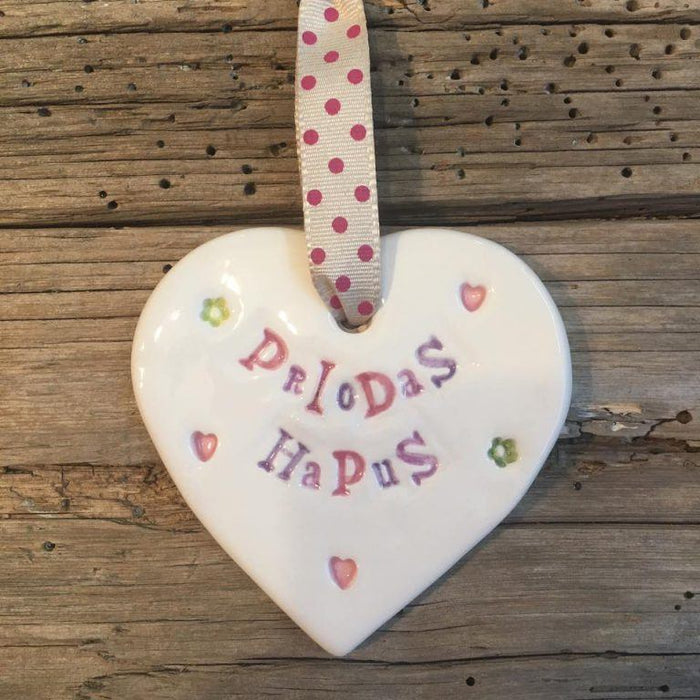 Hand-made Ceramic Heart - Priodas Hapus