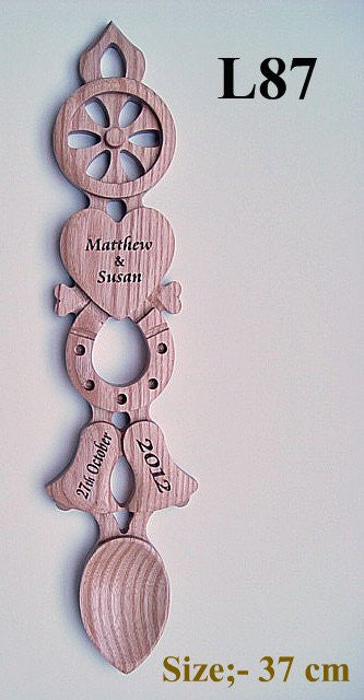 Wheel, Heart, Horseshoe and Two Bells Lovespoon