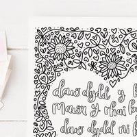 Welsh downloadable colouring page - Daw dydd y bydd mawr - DEC Cymru Ukraine