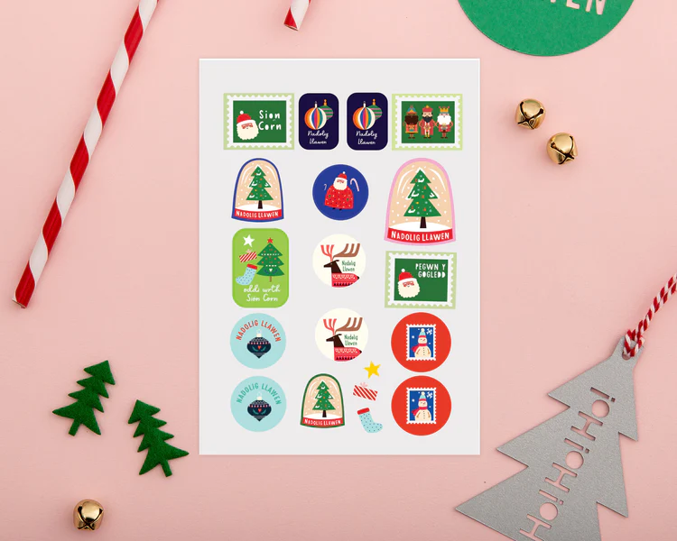 Welsh Christmas Stickers - multi size