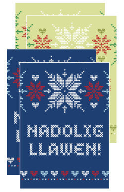 Christmas mini cards 'Nadolig Llawen' pack of 4