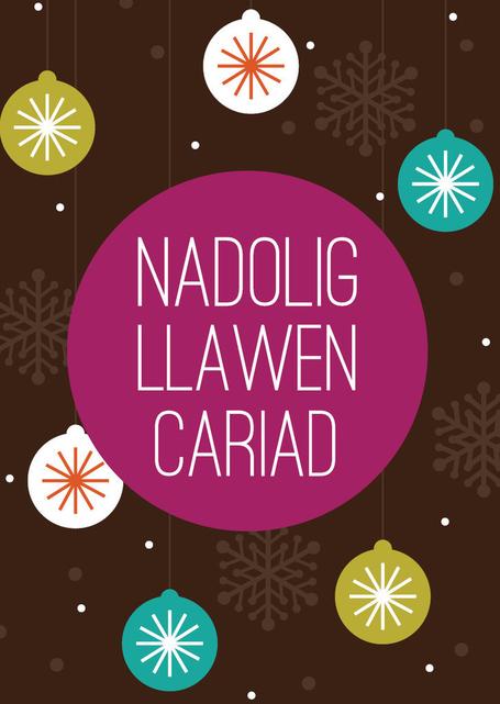 Christmas card 'Nadolig Llawen Cariad' love