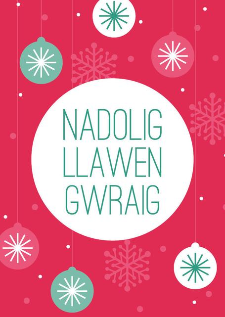 Christmas card 'Nadolig Llawen Gwraig' wife