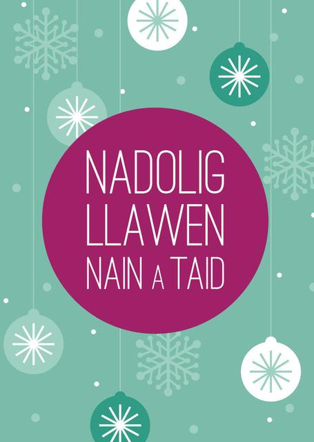 Christmas card 'Nadolig Llawen Nain a Taid' gran and grandad NW