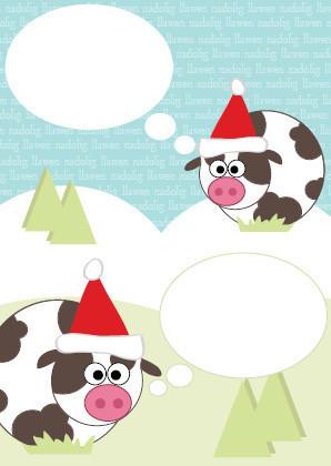 Christmas card - cows & bubbles